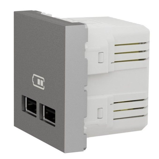 Подвійна USB розетка Schneider Electric NU341830 2.1А 2М (алюміній)