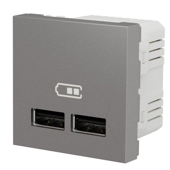 Подвійна USB розетка Schneider Electric NU341830 2.1А 2М (алюміній)