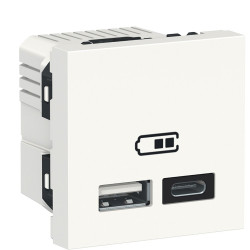 Подвійна USB розетка Schneider Electric NU301818 тип А+тип С (біла)