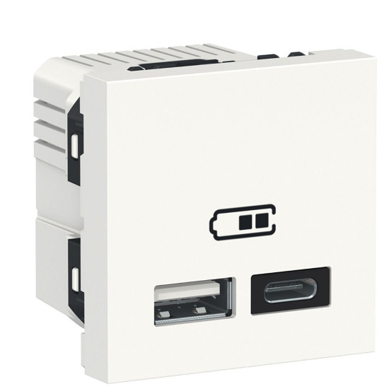 Подвійна USB розетка Schneider Electric NU301818 тип А+тип С (біла)