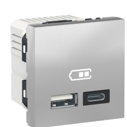 Подвійна USB розетка Schneider Electric NU301830 тип А+тип С (алюміній)