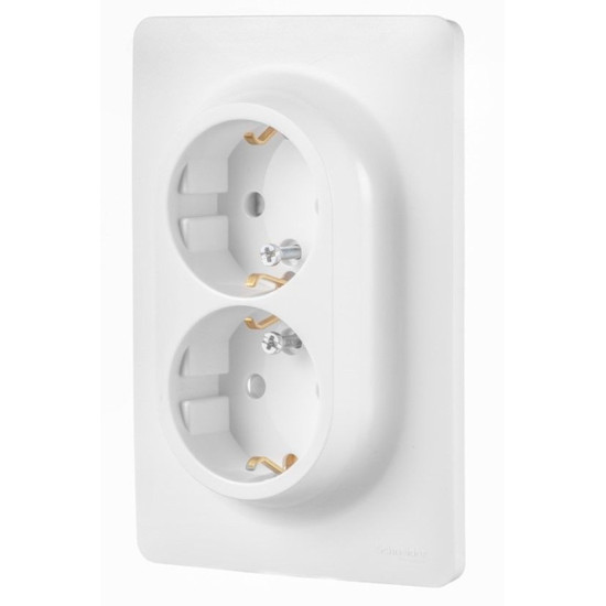 Подвійна розетка Schneider Electric NU206718 (гвинтовий затискач) (алюміній)
