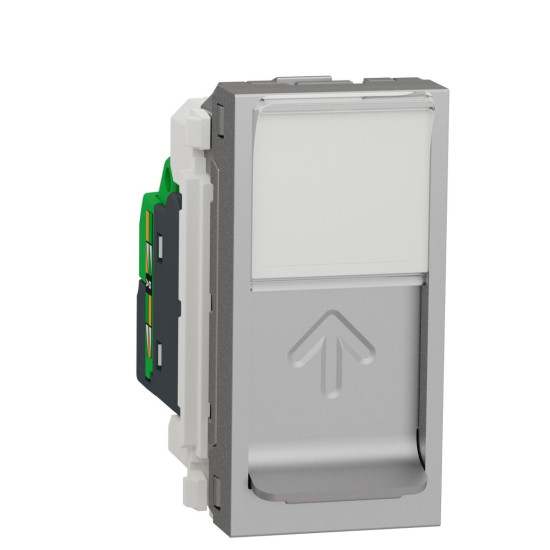Одинарна комп'ютерна розетка Schneider Electric NU341030 RJ45 cat.5e UTP із полем для напису 1М (алюміній)