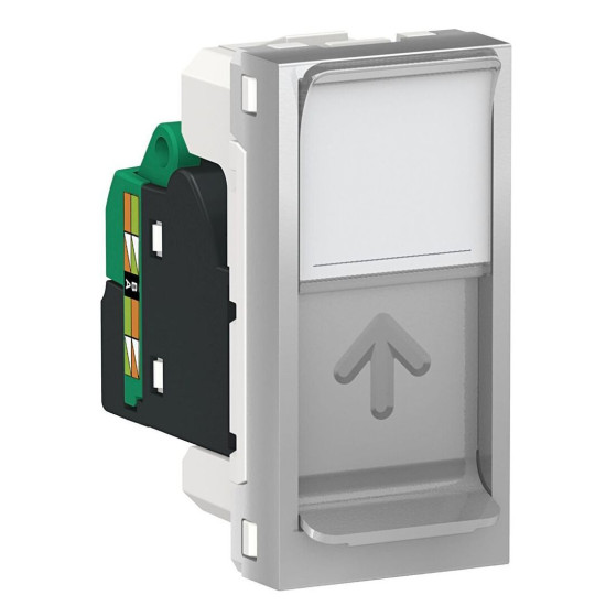 Одинарна комп'ютерна розетка Schneider Electric NU341030 RJ45 cat.5e UTP із полем для напису 1М (алюміній)