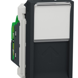 Одинарна комп'ютерна розетка Schneider Electric NU341054 RJ45 cat.5e UTP з полем для напису 1М (антрацит)