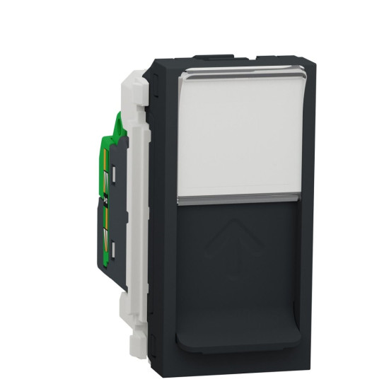 Одинарна комп'ютерна розетка Schneider Electric NU341054 RJ45 cat.5e UTP з полем для напису 1М (антрацит)
