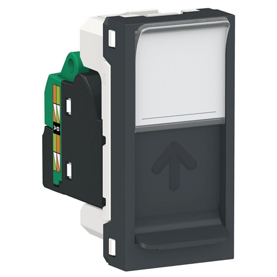 Одинарна комп'ютерна розетка Schneider Electric NU341054 RJ45 cat.5e UTP з полем для напису 1М (антрацит)