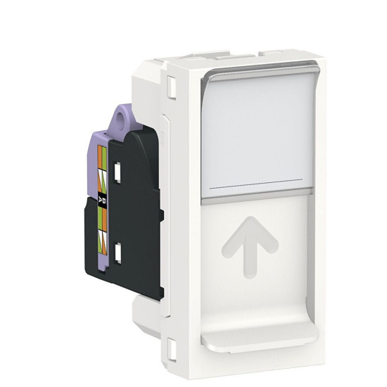 Одинарна комп'ютерна розетка Schneider Electric NU341418 RJ45 cat.6 UTP із полем для напису 1М (біла)