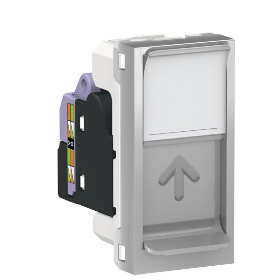 Одинарна комп'ютерна розетка Schneider Electric NU341630 RJ45 cat.6 STP із полем для напису 1М (алюміній)
