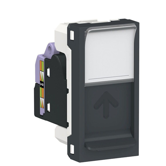 Одинарна комп'ютерна розетка Schneider Electric NU341654 RJ45 cat.6 STP з полем для напису 1М (антрацит)