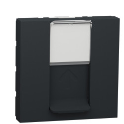 Одинарна комп'ютерна розетка Schneider Electric NU341754 RJ45 cat.6 STP із полем для напису 2М (антрацит)