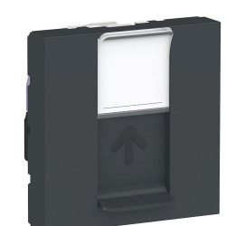 Одинарна комп'ютерна розетка Schneider Electric NU341754 RJ45 cat.6 STP із полем для напису 2М (антрацит)