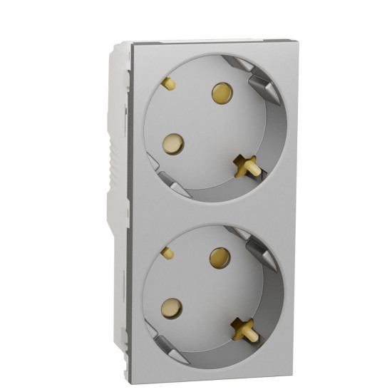 Подвійна розетка Schneider Electric NU306730A 45 ° (алюміній)