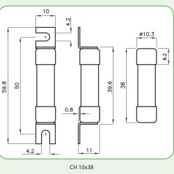 Запобіжник ETI 002625306 CH SU 10x38 gR-PV 16A 700V (50kA)