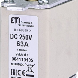 Ножовий запобіжник ETI 004110135 NH-00 DC 63A 250V з бойком