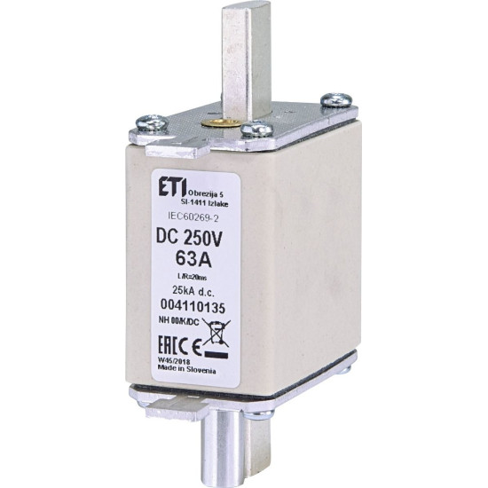 Ножовий запобіжник ETI 004110135 NH-00 DC 63A 250V з бойком