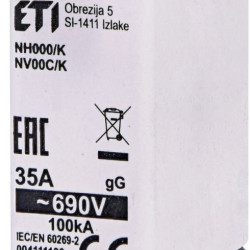 Запобіжник із ударною голкою ETI 004111180 NH-000 K/gG 35 A KOMBI 690V