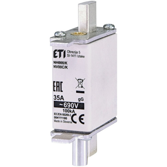 Запобіжник із ударною голкою ETI 004111180 NH-000 K/gG 35 A KOMBI 690V