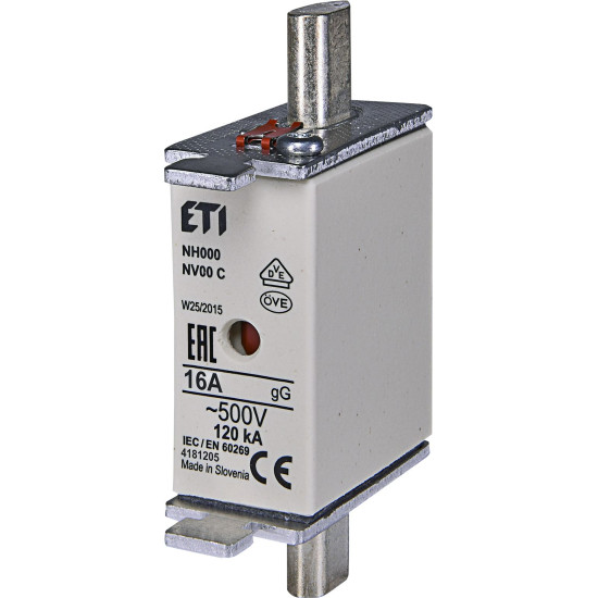 Запобіжник ETI 004181205 NH-000/gG 16A 500V KOMBI