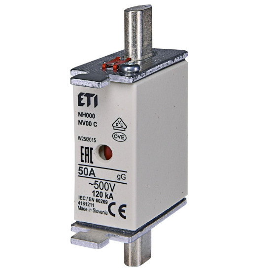 Запобіжник ETI 004181211 NH-000/gG 50A 500V KOMBI