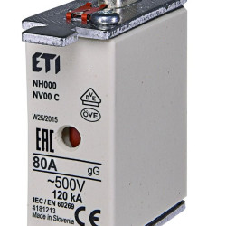 Запобіжник ETI 004181213 NH-000/gG 80A 500V KOMBI