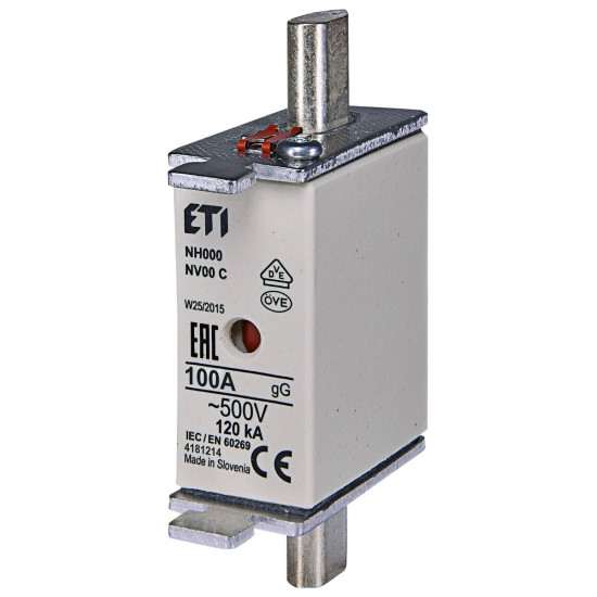 Запобіжник ETI 004181214 NH-000/gG 100A 500V KOMBI