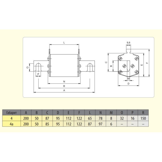 Запобіжник ETI 004717232 M4aUQ2/1000A/500V gR (200 kA)