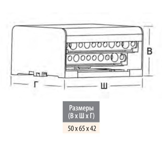 Розподільний клемний блок ETI 001102300 EDB-207 2p L+PE/N 125A на 7 виходів