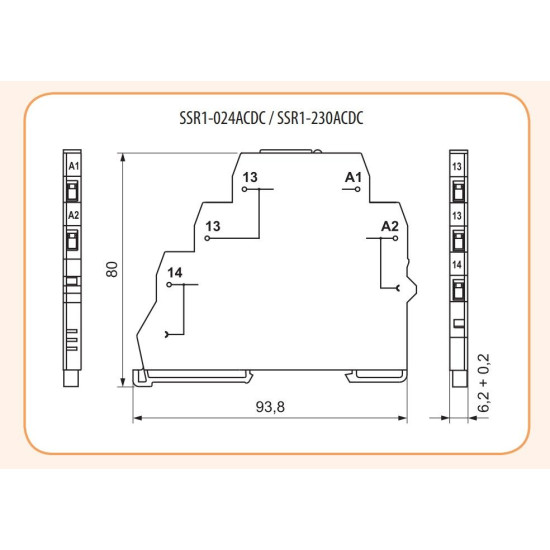 Тиристорне інтерфейсне реле ETI 002473050 SSR1-024 ACDC 1NO 1.2A AC1 400V AC