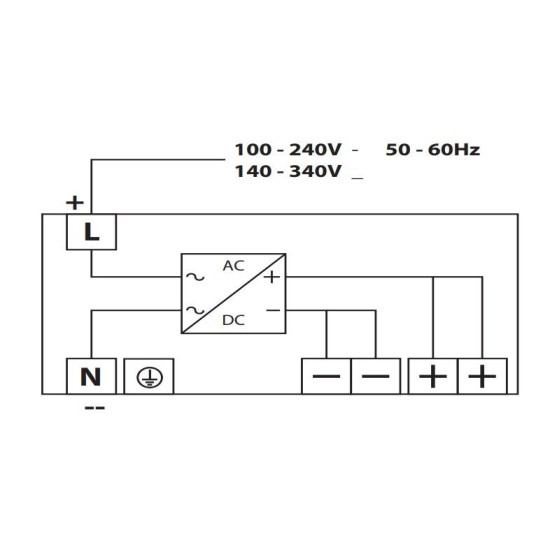 Джерело живлення ETI 004656681 PS-72-24 (Вхід: 100-240V AC/140-340V DC; Вихід: 24-28V DC/75W/3A)