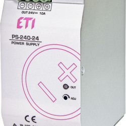 Джерело живлення ETI 004656683 PS-240-24 (Вхід: 100-240V AC/140-340V DC; Вихід: 24-28V DC/240W/10A)