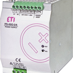 Джерело живлення ETI 004656684 PS-480-24 (Вхід: 100-240V AC/140-340V DC; Вихід: 24-28V DC/480W/20A)