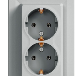 Подвійна розетка Schneider Electric Asfora EPH9900161 із заземленням (алюміній)