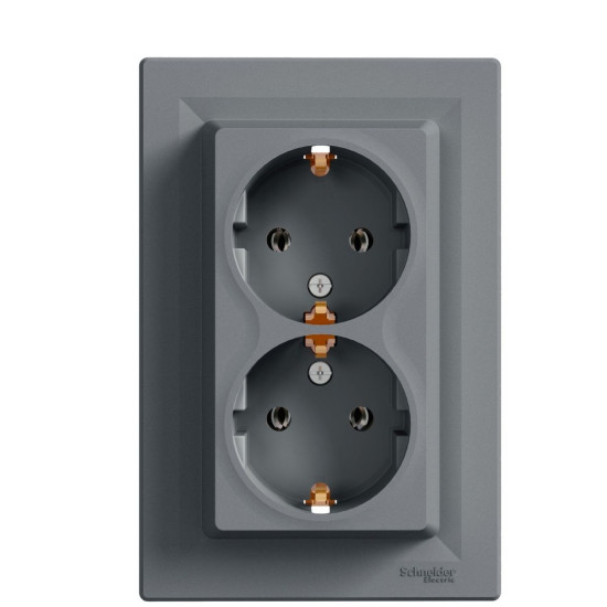 Подвійна розетка Schneider Electric Asfora EPH9900162 із заземленням (сталь)