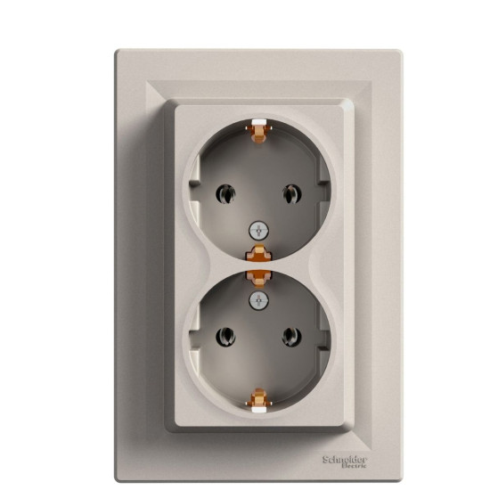 Подвійна розетка Schneider Electric Asfora EPH9900169 із заземленням (бронза)