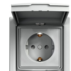 Розетка Schneider Electric Asfora EPH3100361 із заземленням та зі шторками (алюміній)