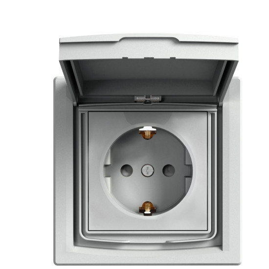 Розетка Schneider Electric Asfora EPH3100361 із заземленням та зі шторками (алюміній)