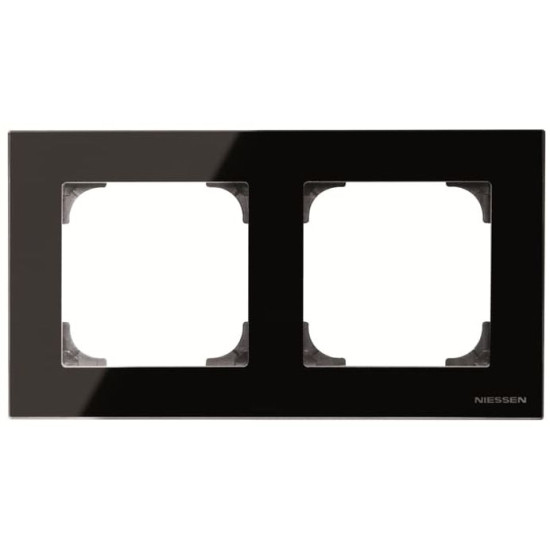 Двомісна рамка ABB Sky 2CLA857200A3101 8572 CN (чорне скло)