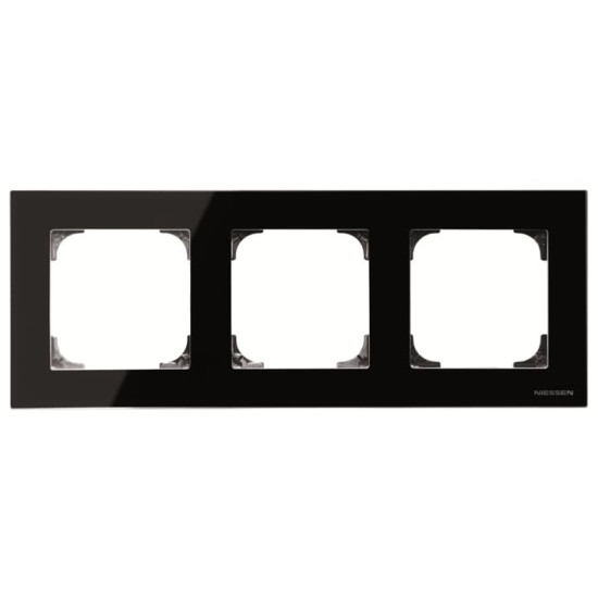 Тримісна рамка ABB Sky 2CLA857300A3101 8573 CN (чорне скло)
