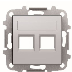 Подвійна центральна плата комунікаційної розетки ABB Sky 2CLA851820A1301 8518.2 PL (срібло)
