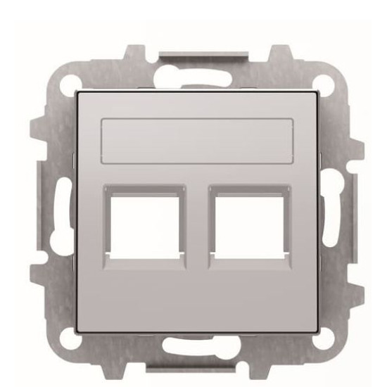 Подвійна центральна плата комунікаційної розетки ABB Sky 2CLA851820A1301 8518.2 PL (срібло)