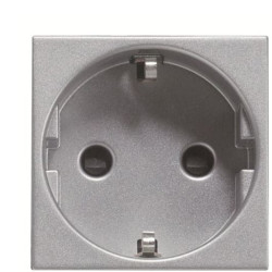 Розетка ABB Zenit 2CLA228860N1301 N2288.6 PL із заземленням та зі шторками (срібло)