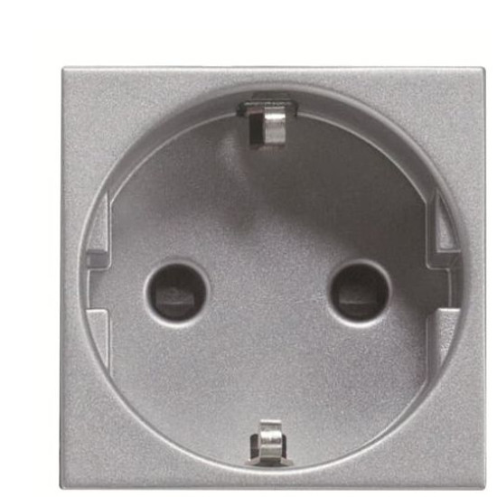 Розетка ABB Zenit 2CLA228860N1301 N2288.6 PL із заземленням та зі шторками (срібло)