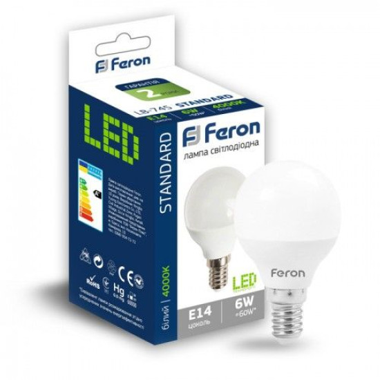 Світлодіодна лампа Feron 5029 LB-745 6Вт 4000К P45 Е14