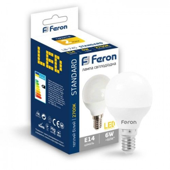 Світлодіодна лампа Feron 5031 LB-745 6Вт 2700К P45 Е14
