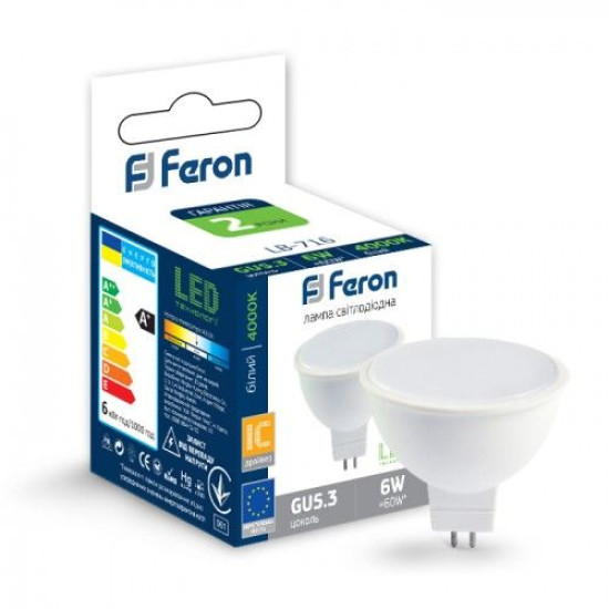 Світлодіодна лампа Feron 5040 LB-716 6Вт 4000К MR16 G5.3
