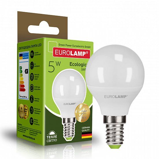 Світлодіодна лампа Eurolamp LED-G45-05143(P) Eco 5Вт 3000К G45 Е14