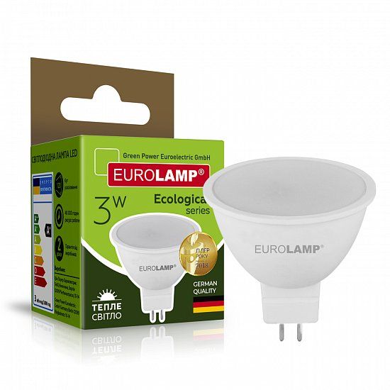 Світлодіодна лампа Eurolamp LED-SMD-03533(P) Eco 3Вт 3000К MR16 GU5.3