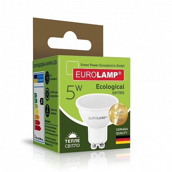 Світлодіодна лампа Eurolamp LED-SMD-05103(P) Eco 5Вт 3000К MR16 GU10