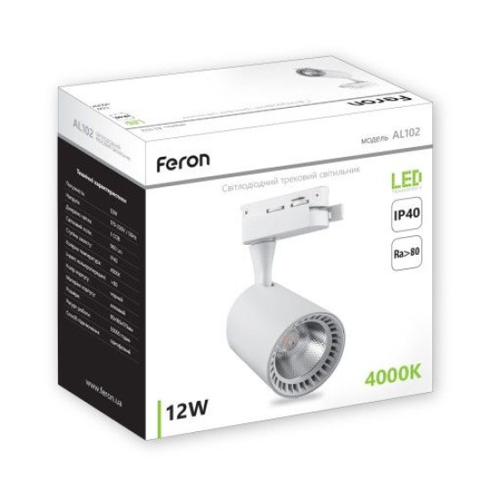 Шинний світильник Feron AL102 12Вт 2700К COB (білий)